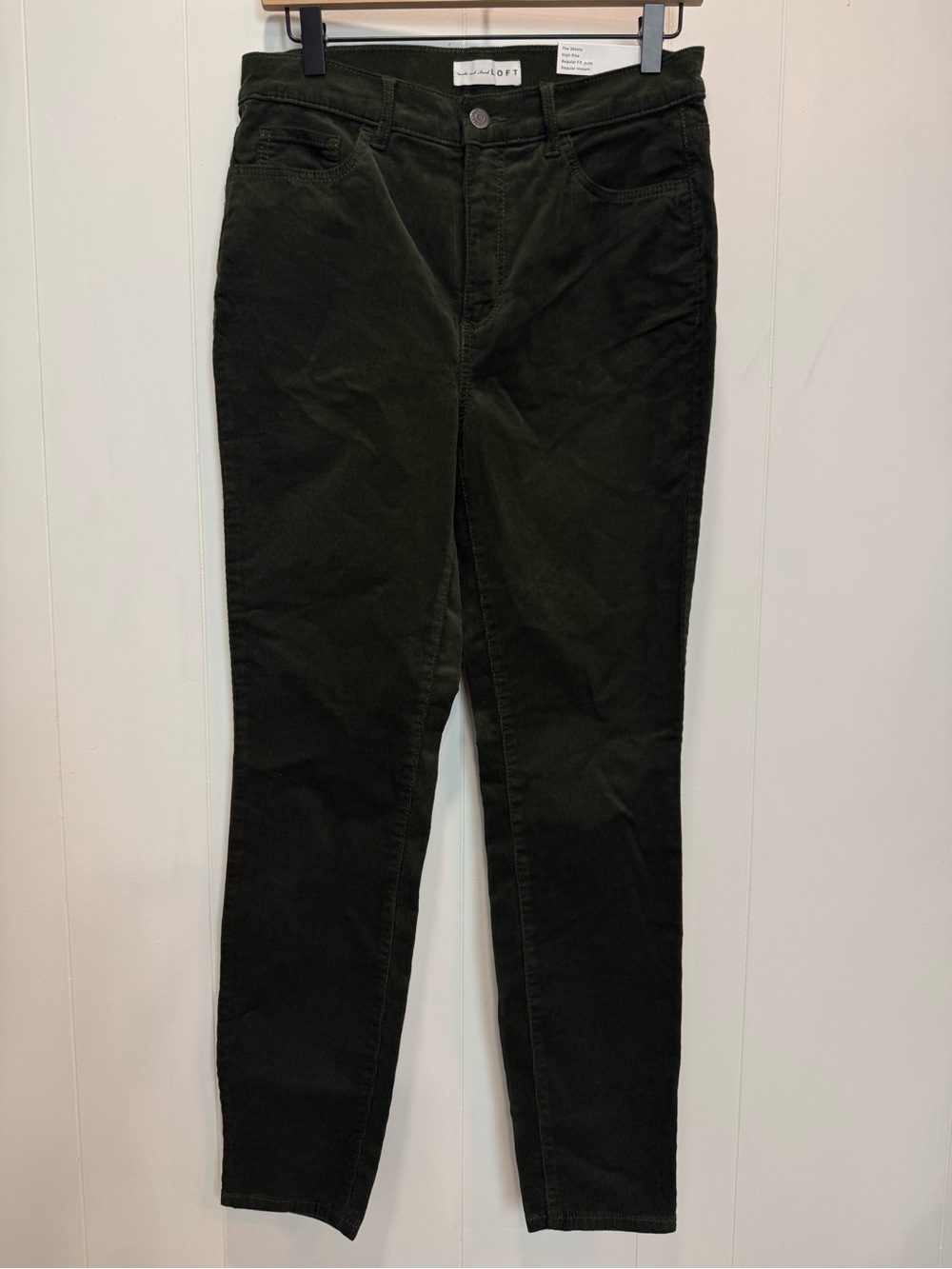 NWT Loft The Skinny High Rise Dark Green Corduroy Pants Size 27